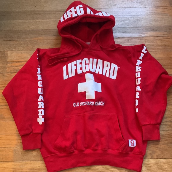 Life Guard Pullover Hoodie Maine Beach Red - Picture 6 of 8